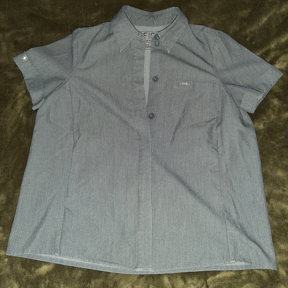 Figs Graphite Scrub top with collar